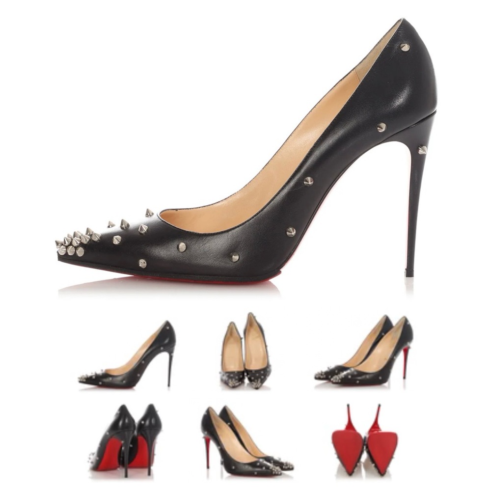 Christian Louboutin Black and Silver Studded Heels